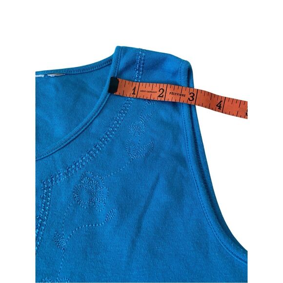 Embroidered Wide Strap Tank Top Boho Bohemian Summer Cotton Wmns Sz Small Blue - Picture 11 of 12